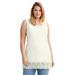 Plus Size Women's Lace Hem Tunic Tank by ellos in Ivory (Size 5X)