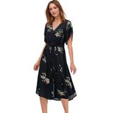 Plus Size Women's Keyhole-Back Button-Front Shirtdress by ellos in Black Floral Print (Size 20)