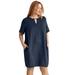 Plus Size Women's Linen-Blend A-Line Dress by ellos in Navy (Size 10)