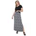 Plus Size Women's Knit Maxi Skirt by ellos in Black White Floral (Size 4X)