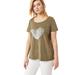 Plus Size Women's Love Ellos Graphic Tee by ellos in Burnt Olive Heart (Size 2X)