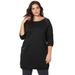 Plus Size Women's French Terry Zip Pocket Tunic by ellos in Black (Size 3X)