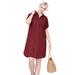 Plus Size Women's Button Front Linen Shirtdress by ellos in Fresh Pomegranate (Size 14)