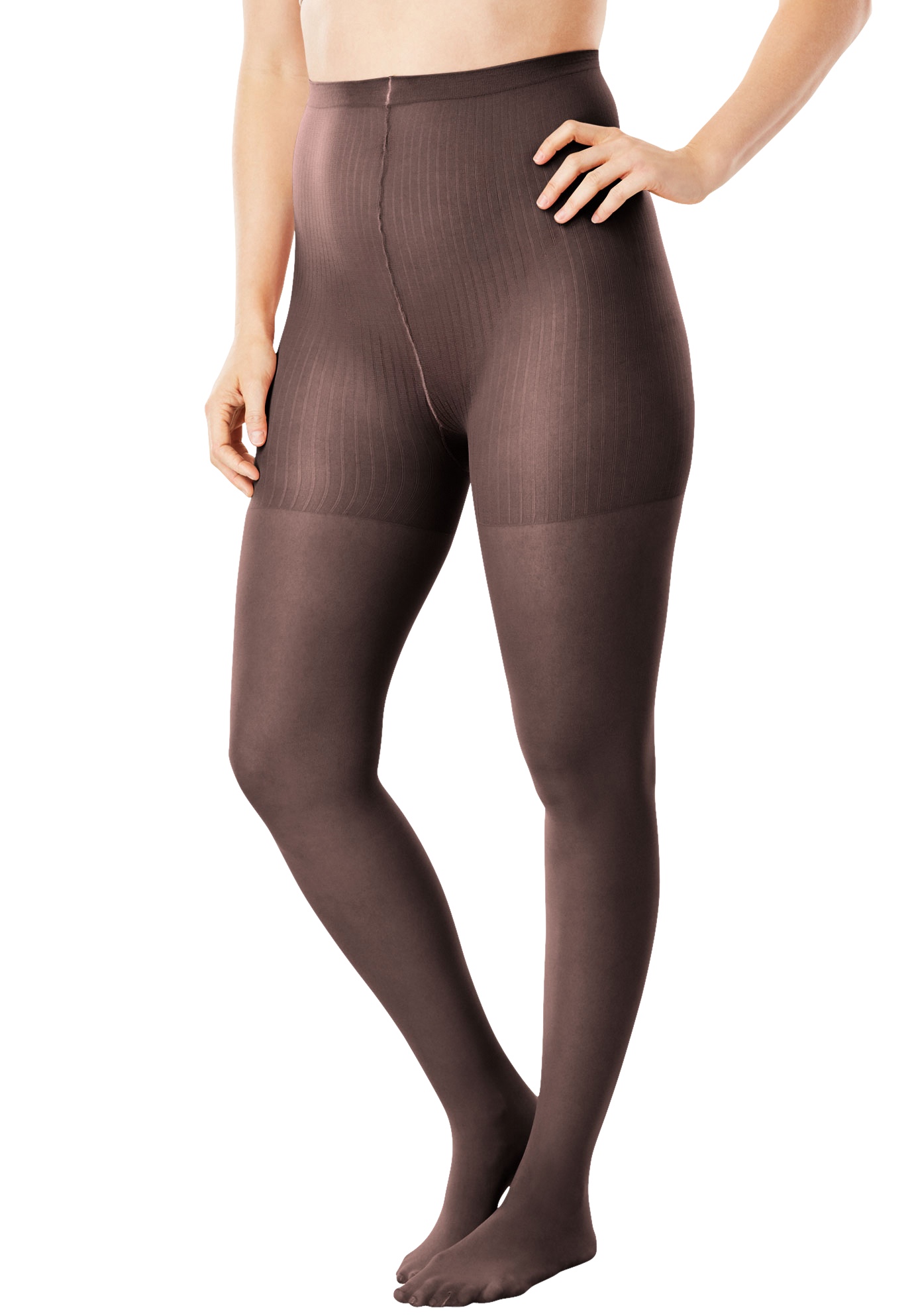 Plus Size Women's 2-Pack Control Top Tights by Comfort Choice in Dark Coffee (Size G/H)