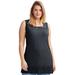 Plus Size Women's Lace Hem Tunic Tank by ellos in Black (Size 1X)