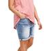 Plus Size Women's Denim Bermuda Shorts by ellos in Light Blue Sanded Distressed (Size 18)