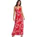 Plus Size Women's Knit Surplice Maxi Dress by ellos in Hot Red White Floral (Size L)