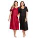 Plus Size Women's 2-Pack Short Silky Gown by Only Necessities in Classic Red Black (Size L) Pajamas
