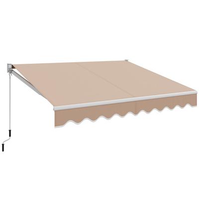 Costway 10 x 8.2 Feet Retractable Awning with Easy Opening Manual Crank Handle-Beige