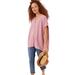 Plus Size Women's Button-Front Linen-Blend Tunic by ellos in Dusty Pink (Size 18/20)