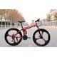 JHKGY Outroad Mountain Bike Folding Bike, Dual Disc Brakes Full Suspension Non-Slip Mountain Bike,3-Spoke Rims Folding Outroad Bike,Mountain Bike for Adult Men And Women,red,26 inch 27 speed