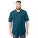 Men's Big & Tall Shrink-Less™ Piqué Polo Shirt by KingSize in Heather Midnight Teal (Size 7XL)