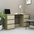 Festnight Writing Desk Study Desk Computer Table Office Desk Workstation, 6 Drawers Storage Sonoma Oak 140x50x77 cm Chipboard