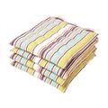 HOMESCAPES Green and Purple Stripe Seat Pad Cushion for Dining Chairs Set of 4 100% Cotton Chair Pad with Straps 40 x 40 cm ″Osaka″ Design