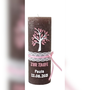 Wiedemann Kerzen Taufkerze Mädchen verziert 190 x 68 mm, mit individueller Namensverzierung Image