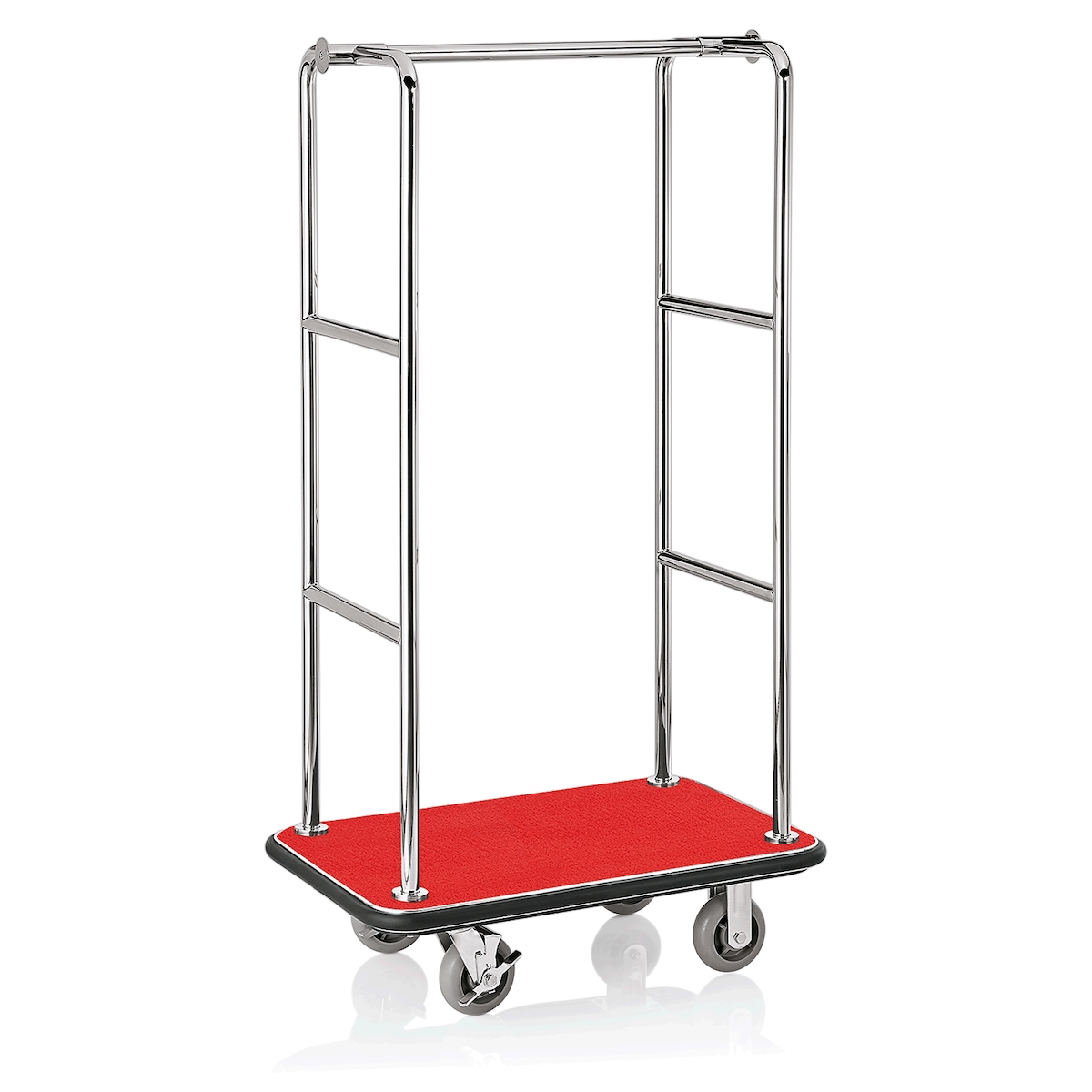 WAS Germany - Gepäckwagen, 94,5 x 61 x 173 cm, silberfarben, roter Teppich, Edelstahl Image