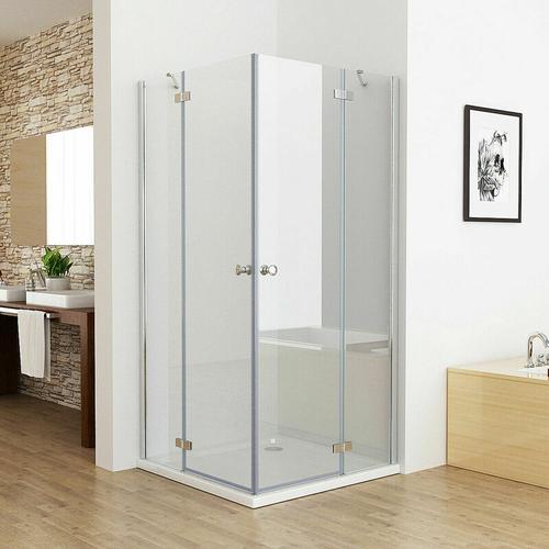 80 x 80 cm Duschkabine Eckeinstieg Duschwand Duschabtrennung mit 80×80 Duschtasse esg Glas – Miqu