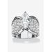 Platinum Plated Cubic Zirconia and Round Crystals Engagement Ring by PalmBeach Jewelry in Silver (Size 12)