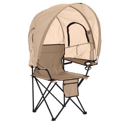 Oversized Tent Camp Chair by BrylaneHome in Taupe Shade Folding Chair, 2 Cupholders