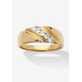 Men's Big & Tall Men's .50 TCW Cubic Zirconia Diagonal Ring in Gold-Plated Sterling Silver by PalmBeach Jewelry in Gold (Size 13)