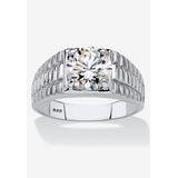 Men's Big & Tall Platinum-Plated Cubic Zirconia Watchband Ring by PalmBeach Jewelry in Platinum (Size 13)