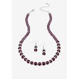 Silver Tone Graduated Necklace & Earring Set Simulated 18" plus 2" ext by PalmBeach Jewelry in February