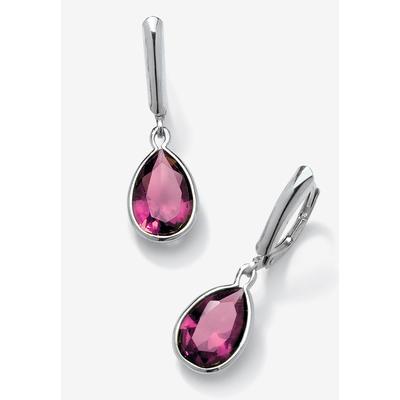 Sterling Silver Drop Earrings Pear Cut Simulated Birthstones by PalmBeach Jewelry in October