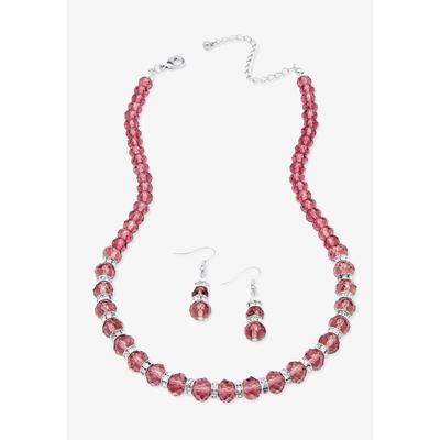 Silver Tone Graduated Necklace & Earring Set Simulated 18" plus 2" ext by PalmBeach Jewelry in June