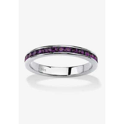 Sterling Silver Simulated Birthstone Stackable Eternity Ring by PalmBeach Jewelry in February (Size 7)