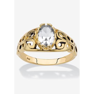 Gold over Sterling Silver Open Scrollwork Simulated Birthstone Ring by PalmBeach Jewelry in April (Size 6)