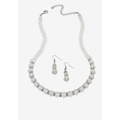 Silver Tone Graduated Necklace & Earring Set Simulated 18" plus 2" ext by PalmBeach Jewelry in April