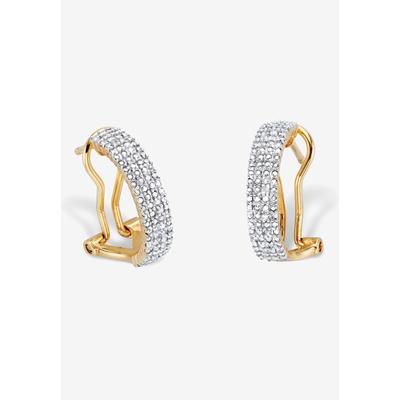 Women's Yellow Gold-Plated Demi Hoop Earrings with Genuine Diamond Accents by PalmBeach Jewelry in Diamond