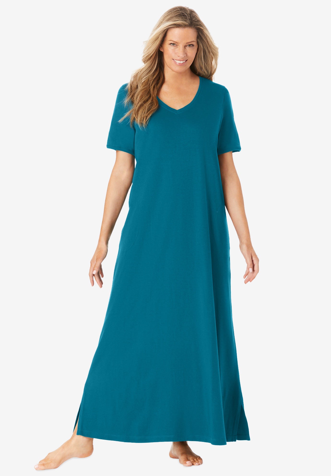 Plus Size Women's Long T-Shirt Lounger by Dreams & Co. in Deep Teal (Size 3X)