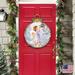 Designocracy Little Christmas Joy Ornament Ball Wall & Door Hanger Lawn Art/Figurine Wood in Brown/White | 24 H x 18 W x 1 D in | Wayfair
