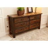 Loon Peak® Emsworth Barnwood 6 Drawer Double Dresser w/ Mirror Wood in Brown/Green/Red | 35 H x 65 W x 20 D in | Wayfair