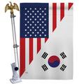 Breeze Decor American Korea Friendship - Impressions Decorative 2-Sided 40 x 40 in. Polyester Flag Set in Blue/Gray | 40 H x 28 W x 4 D in | Wayfair