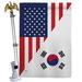 Breeze Decor American Korea Friendship - Impressions Decorative 2-Sided 40 x 40 in. Polyester Flag Set in Blue/Gray | 40 H x 28 W x 4 D in | Wayfair