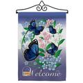 Breeze Decor Butterflies 2-Sided Polyester 19 x 13 in. Flag Set in Blue/Gray | 18.5 H x 13 W in | Wayfair BD-BG-GS-104069-IP-BO-02-D-US11-BD