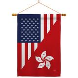 Breeze Decor American Hong Kong Friendship - Impressions Decorative Dowel 2-Sided 40 x 40 in. Polyester Flag Set in Blue/Gray/Red | Wayfair