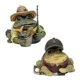 HomeStyles Golfer & Fisherman Character Toad Garden 2 Piece Statue Set Resin/Plastic in Brown/Green | 7.25 H x 8.75 W x 9 D in | Wayfair 94801