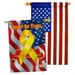 Breeze Decor 2 Piece Support Our Troops Impressions Decorative 2-Sided 40 x 28 in. House Flag Set in Gray/Red/Yellow | 40 H x 28 W in | Wayfair