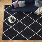 Gray 47.24 x 1.77 in Area Rug - Mercury Row® Babich Geometric Machine Made Shag Area Rug in Dark | 47.24 W x 1.77 D in | Wayfair