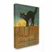 The Holiday Aisle® 'A Merry Halloween Black Cat Fence Seasonal Holiday Design' by Daphne Polselli - Graphic Art Print Canvas/ in Brown | Wayfair