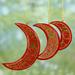 The Holiday Aisle® 3 Piece Crescent Moon Hand Painted Holiday Holiday Shaped Ornament Set Wood in Brown/Red, Size 3.5 H x 4.9 W x 0.2 D in | Wayfair