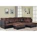 Blue Reclining Sectional - Latitude Run® Abhir 103.5" Wide Corner Sectional w/ Ottoman Faux Leather/Microfiber/Microsuede | Wayfair