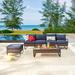 Andover Mills™ Heiman Outdoor 6 Piece Sofa Seating Group w/ Cushions Synthetic Wicker/All - Weather Wicker/Wicker/Rattan in Black/Brown | Wayfair