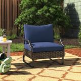 Andover Mills™ Heiman Patio Chair w/ Cushions in Black/Blue/Brown | 27.6 H x 27.1 W x 29.1 D in | Wayfair DE37B15158F34730870E24AC99D3C68A