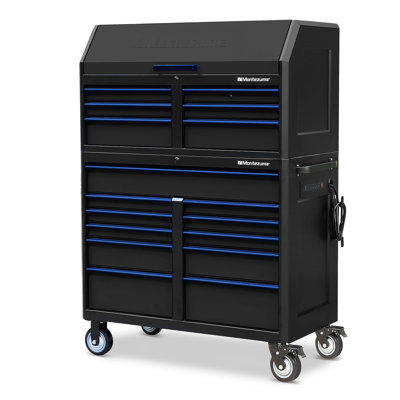 Montezuma 66.14" H x 24.61" W x 46.06" D Steel Tool Chest & Cabinet Storage Combo Steel in Black/Gray, Size 66.14 H x 24.61 W x 46.06 D in | Wayfair