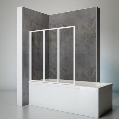 Duschwand Smart inkl. Klebe-Montage, 127 x 121 cm, 3-teilig faltbar, Duschabtrennung für Badewanne,