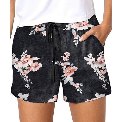 Black and Flowers Pocket Shorts